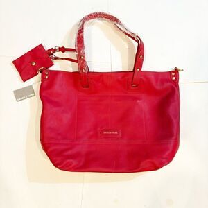 NWT Isabelle Fiore Bombay Tote Bag shoulder Bag Red Leather $325.00